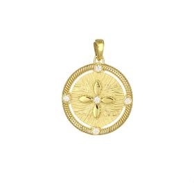 Φυλαχτό Κωνσταντινάτο Διπλής Όψεως με Ζιργκόν Χρυσός Κ9 SKU-79164