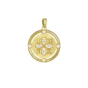 Φυλαχτό Κωνσταντινάτο Διπλής Όψεως με Ζιργκόν Χρυσός Κ9 SKU-79164