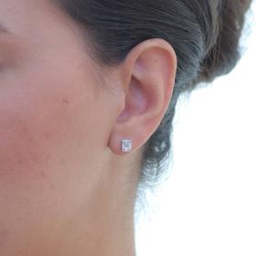 Καρφωτά Σκουλαρίκια με Διαμάντια Baguette Λευκόχρυσος K18 SKU-79688