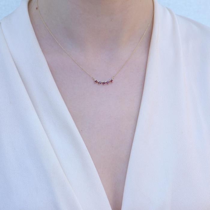 Κολιέ Γυναικείο με Ρουμπίνια Χρυσός K14 SKU-79705