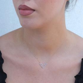 Κολιέ με Μαίανδρο Χρυσός K14 με Διαμάντια SKU-79343