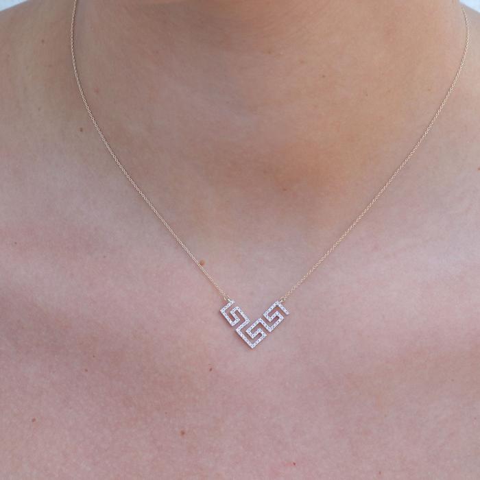 Κολιέ με Μαίανδρο Χρυσός K14 με Διαμάντια SKU-79343