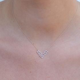 Κολιέ με Μαίανδρο Χρυσός K14 με Διαμάντια SKU-79343