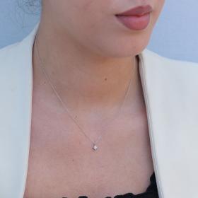 Κολιέ Μονόπετρο με Διαμάντι Λευκόχρυσος K14 SKU-79468