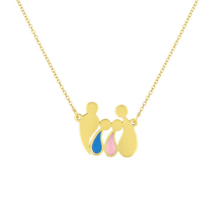 Κολιέ Οικογένεια Χρυσός Κ9 με Σμάλτο SKU-79290