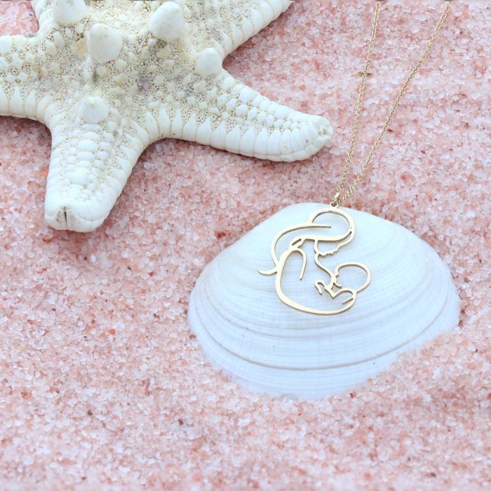 Κολιέ Μαμά με Μωρό Χρυσός Κ9 SKU-79269