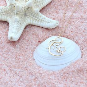 Κολιέ Μαμά με Μωρό Χρυσός Κ9 SKU-79269