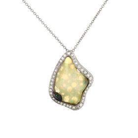 Κολιέ με Μπλε Διαμάντια & Οπάλιο Λευκόχρυσος K18 SKU-79707