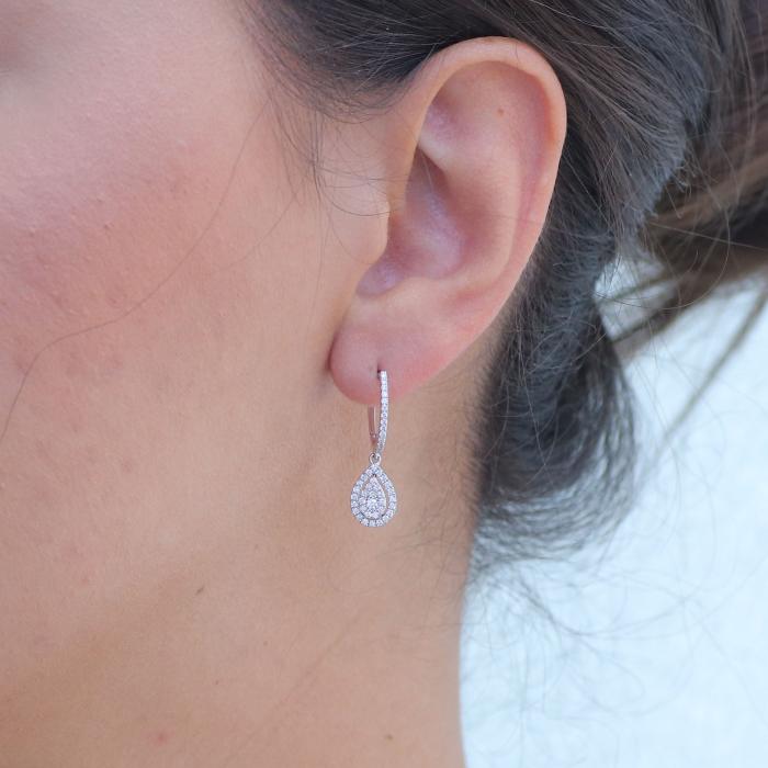 Κρεμαστά Σκουλαρίκια Δάκρυ με Διαμάντια Λευκόχρυσος K18 SKU-79403