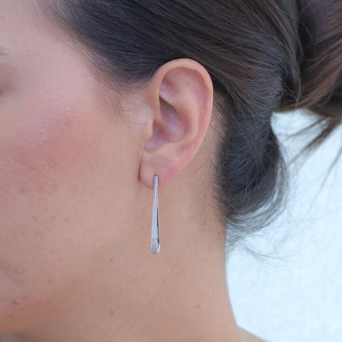 Κρεμαστά Σκουλαρίκια Λευκόχρυσος K14 με Διαμάντια SKU-79331