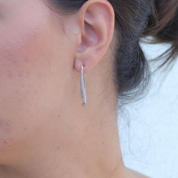 Κρεμαστά Σκουλαρίκια με Διαμάντια Λευκόχρυσος K14 SKU-79332