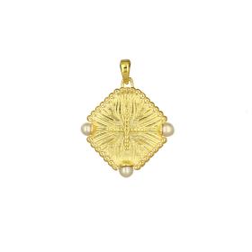 Κωνσταντινάτο Φυλαχτό Διπλής Όψεως Χρυσός Κ9 με Ζιργκόν SKU-79177