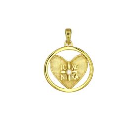 Κωνσταντινάτο Φυλαχτό Καρδιά Χρυσός Κ9 με Ζιργκόν SKU-79178