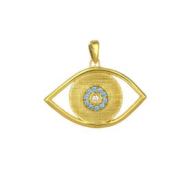 Κωνσταντινάτο Φυλαχτό Ματάκι Χρυσός Κ9 με Ζιργκόν SKU-79179