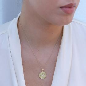 Φυλαχτό Κωνσταντινάτο Χειροποίητο με Διαμάντι Χρυσός K14 SKU-79984