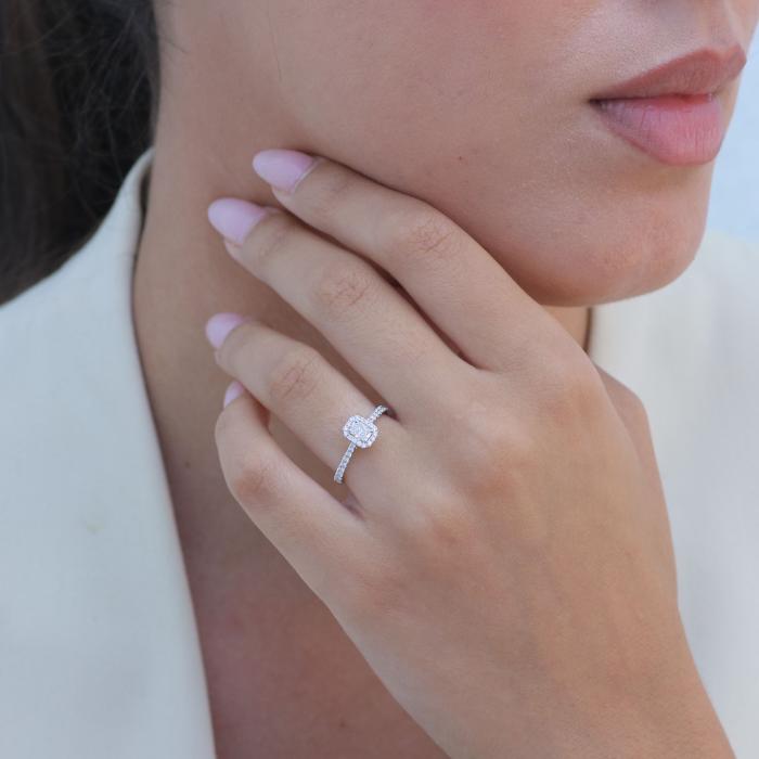 Μονόπετρο Δαχτυλίδι με Διαμάντια σε Λευκόχρυσο Κ18 SKU-79438