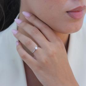 Μονόπετρο Δαχτυλίδι Λευκόχρυσος Κ18 με Διαμάντι SKU-79446