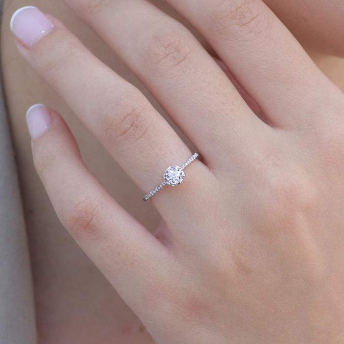 Μονόπετρο Δαχτυλίδι με Διαμάντια Λευκόχρυσος K18 SKU-79675