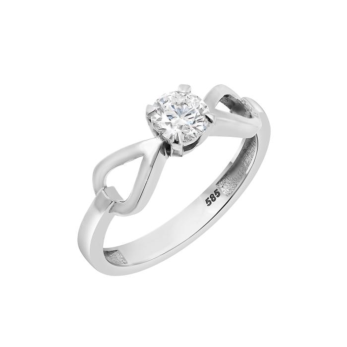Μονόπετρο Δαχτυλίδι με Lab Grown Diamond Λευκόχρυσος Κ14 SKU-79103