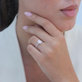 Μονόπετρο Ροζέτα με Διαμάντια Λευκόχρυσος Κ18 SKU-79440