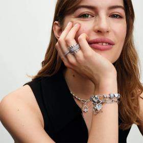 PANDORA Βραχιόλι Moments με Αλυσίδα Φίδι και Κούμπωμα σε Σχήμα Καρδιάς | 599539C00-18 SKU-79550