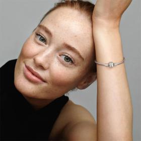 PANDORA Βραχιόλι Moments με Αλυσίδα Φίδι και Κυλινδρικό Κούμπωμα SKU-79548