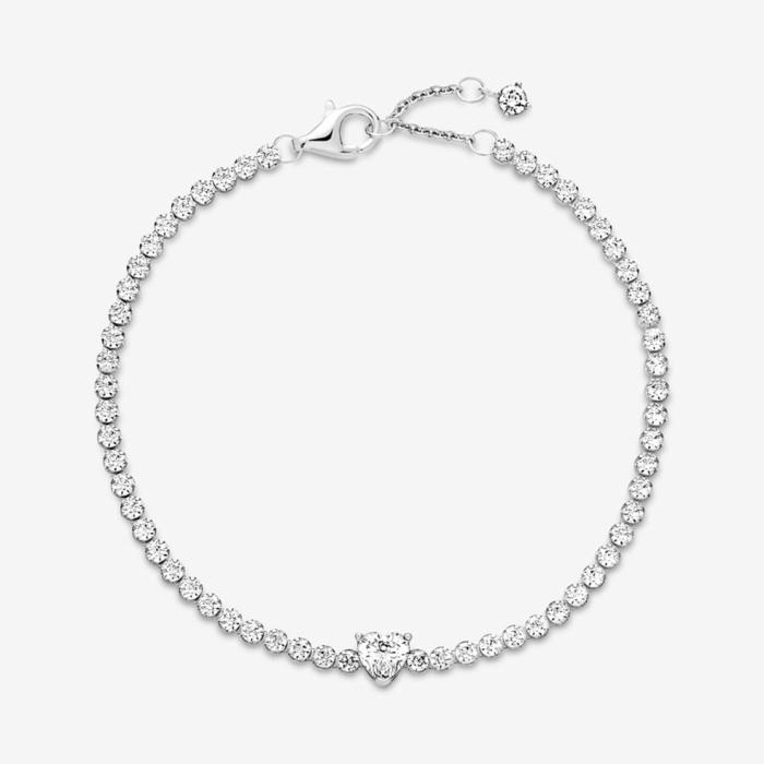 Βραχιόλι Ριβιέρα με Αστραφτερή Καρδιά Ασήμι 925 SKU-79539