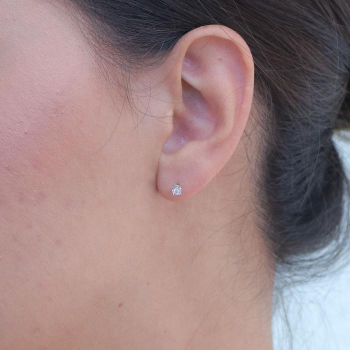 Σκουλαρίκια Καρφωτά Μονόπετρα Λευκόχρυσος K18 με Διαμάντια SKU-79079