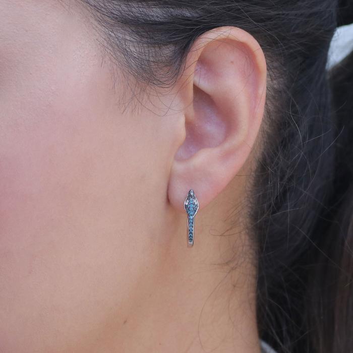 Σκουλαρίκια Κρίκοι Φίδι Λευκόχρυσος K18 με Μπλε Διαμάντια SKU-79492