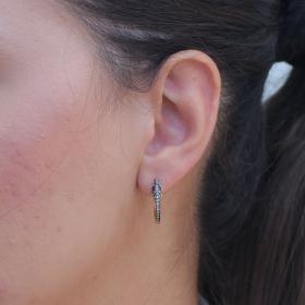 Σκουλαρίκια Κρίκοι Φίδι με Καφέ Διαμάντια και Ρουμπίνια Χρυσός K18 SKU-79491