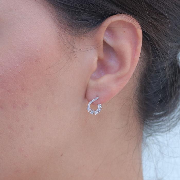 Σκουλαρίκια Λευκόχρυσος Κ9 με Ζιργκόν SKU-79386