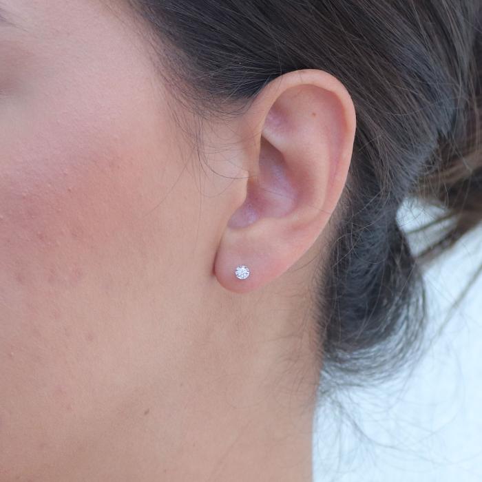 Σκουλαρίκια Μονόπετρα Καρφωτά Λευκόχρυσος K18 με Διαμάντι SKU-79080