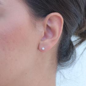 Σκουλαρίκια Μονόπετρα Καρφωτά Λευκόχρυσος K18 με Διαμάντι SKU-79080