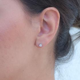 Σκουλαρίκια Μονόπετρα Λευκόχρυσος K18 με Διαμάντια SKU-79082