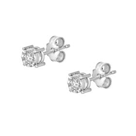 Σκουλαρίκια Μονόπετρα Λευκόχρυσος K18 με Διαμάντια SKU-79082