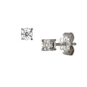 Σκουλαρίκια Καρφωτά Μονόπετρα Λευκόχρυσος K18 με Διαμάντια SKU-79079