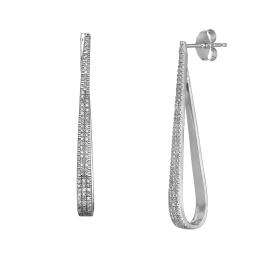 Κρεμαστά Σκουλαρίκια Λευκόχρυσος K14 με Διαμάντια SKU-79331