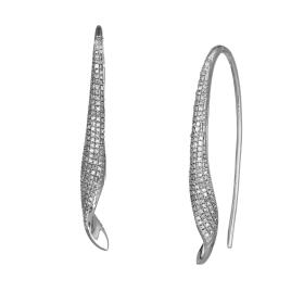 Κρεμαστά Σκουλαρίκια με Διαμάντια Λευκόχρυσος K14 SKU-79332