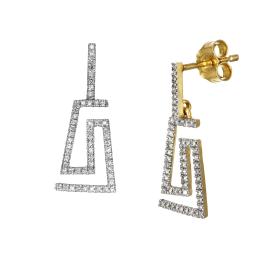 Σκουλαρίκια Μαίανδρος Χρυσός K14 με Διαμάντια SKU-79333