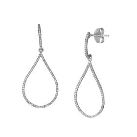 Σκουλαρίκια Κρεμαστά Λευκόχρυσος K14 με Διαμάντια SKU-79334