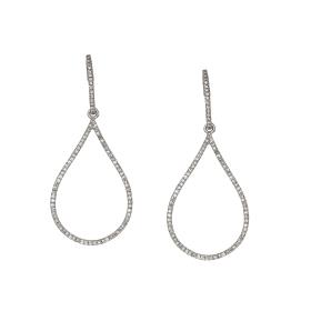 Σκουλαρίκια Κρεμαστά Λευκόχρυσος K14 με Διαμάντια SKU-79334