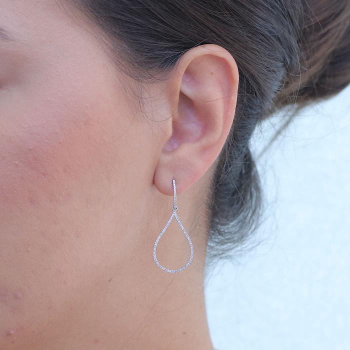 Σκουλαρίκι Δάκρυ Χρυσός Κ9 με Ζιργκόν & Μαργαριτάρι SKU-79380