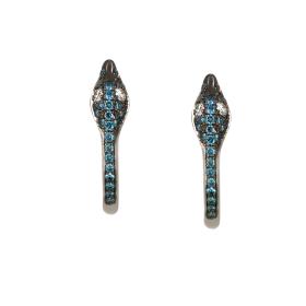 Σκουλαρίκια Κρίκοι Φίδι Λευκόχρυσος K18 με Μπλε Διαμάντια SKU-79492