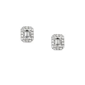 Καρφωτά Σκουλαρίκια με Διαμάντια Emerald Cut Χρυσός K18 SKU-79692