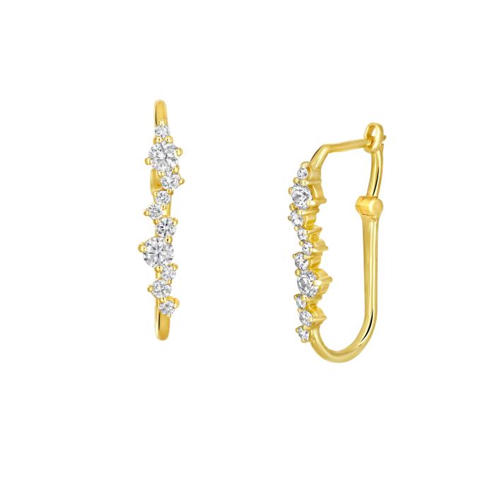 Σκουλαρίκια Διαμάντια Lab Grown Κίτρινος Χρυσός K14 SKU-79995