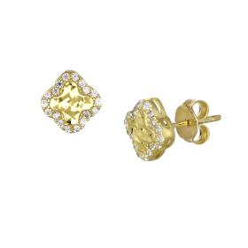 Σκουλαρίκια Σταυρός Χρυσός Κ9 με Ζιργκόν SKU-79321