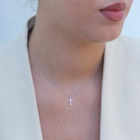 Σταυρός Λευκόχρυσος K18 με Διαμάντια SKU-79471