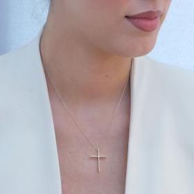 Σταυρός με Αλυσίδα Χρυσός K18 & Διαμάντια SKU-79242