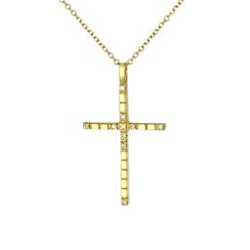 Σταυρός Βάπτισης Χρυσός K14 με Διαμάντια SKU-79467