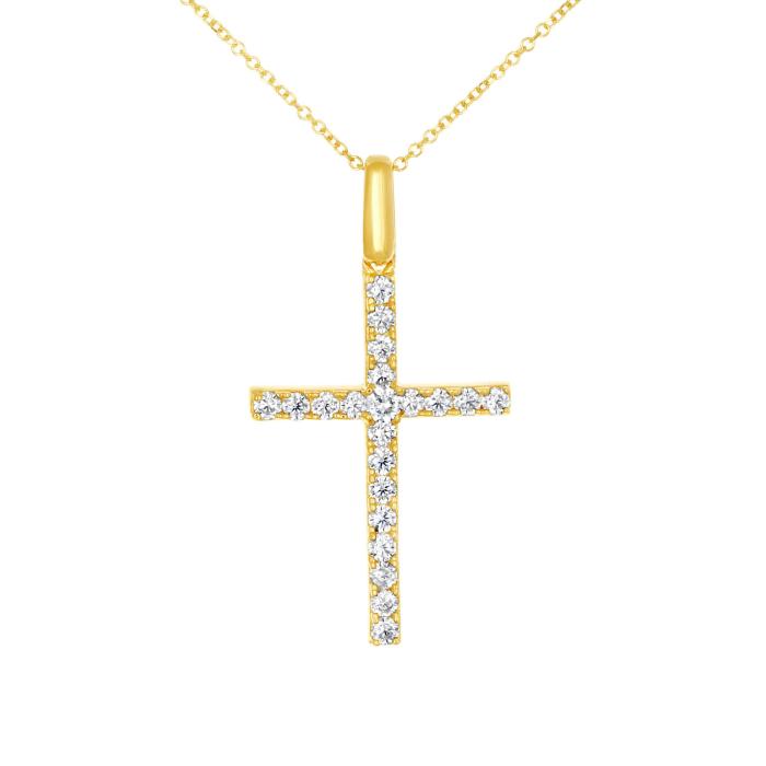 Σταυρός Βάπτισης Διπλής Όψεως Χρυσός Κ14 με Ζιργκόν SKU-79587